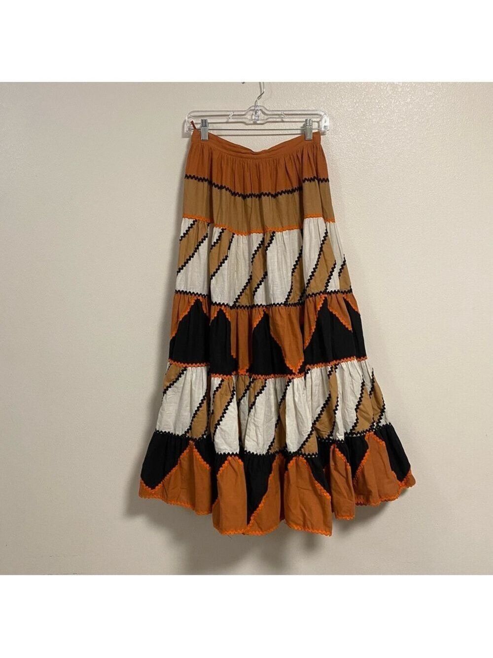 Chantal Thomas’s Skirt Women’s Size 2/26 Orange Brown Tiered Maxi Skirt Vintage